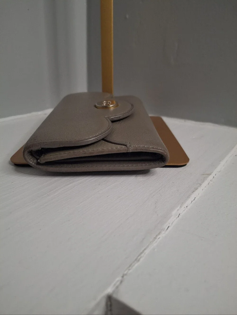 See by Chloé Taupe Scalloped Leather Compact Wallet